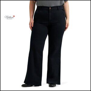 Plus Size A-Line Wide Leg Jeans, Stretch Denim, High Rise Fit